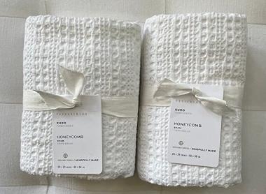 Pottery Barn Honeycomb Sham~Euro~Set of Two~White~