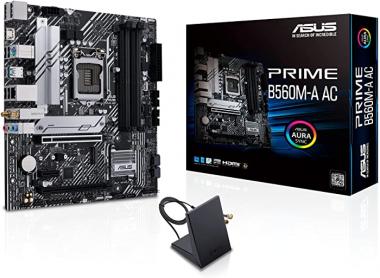 ASUS Prime B560M-A AC Intel B560 (LGA1200) mATX motherboard,PCIe 4.0,two M.2slots, 8powerstages,1GbLAN,DisplayPort,dual HDMI, rear USB 3.2Gen 2Type-C, Wi-Fi5 module on board, AuraSync, Addressable RGB