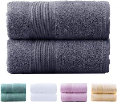 JML Bamboo Bath Towels | 2 Piece Luxury Bath Towel Set for Bathroom(27"x54"), Soft and Absorbent, Odor Resistant Towels (Grey)