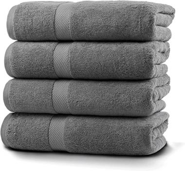 Villa Celestia Grey Bath Towels, 700 GSM 100% Cotton Bath Towels Grey, Quick Dry Gray Towels Bathroom, Soft Bath Towels, Body Towels Grey Towel Set for Bathroom 27x54 Inches, Grey Towels Set of 4