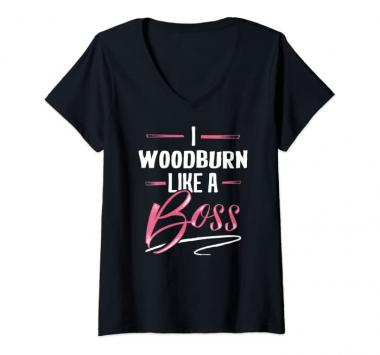 Womens WOODBURN Like A Boss tshirt Lady Boss Girl Power Gift V-Neck T-Shirt