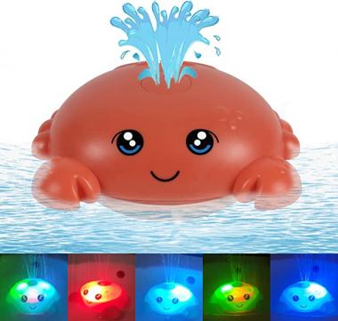 Leipal Crab Baby Bath Toys Light Up Sprinkler Water Bathtub Toys for Toddlers Kids Spray Water Bath Toy for Boys Girls (Orange)