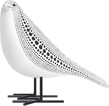 Quoowiit Bird Figurine, Modern Sculpture and Statues for Home Decor, Animal Statues for Bookshelf, Table, Entryway, Fireplace, Resin Decorative Sculpture with Chic Polka Dots Art Design (White)