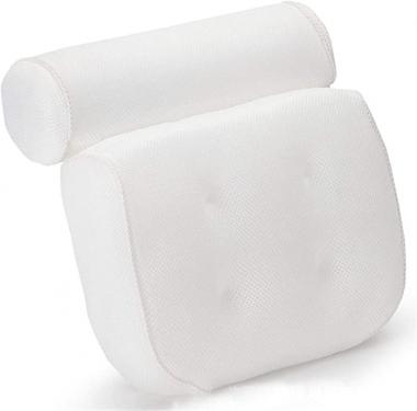 FJZFXKZL Bath Pillow, Bathroom Pillow Neck and Headrest Support Thicker Pillows, Ergonomic 4D Air Mesh Domestic Hot Tub Bathroom Bathtub Spa Pillow Bath Decor (Color : White)