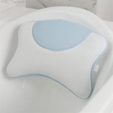 mozhixue 2 Pcs Non Slip Bath Pillow Permeable Quick Drying Air Mesh Tub Pillow with 4 Large Suction Cups Luxury Spa Bathtub Head Neck Rest Support Fits Any Tubs Soft and Relaxing,Blue