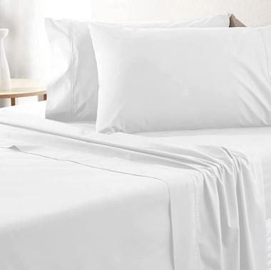 100% Cotton King Size Sheets Set - 700 Thread Count Sheets, Luxury Sheets Set (4Pc), High Thread Count Sheets vs Egyptian Cotton Sheets, 15" Elasticized Deep Pocket, White Hotel Sheets