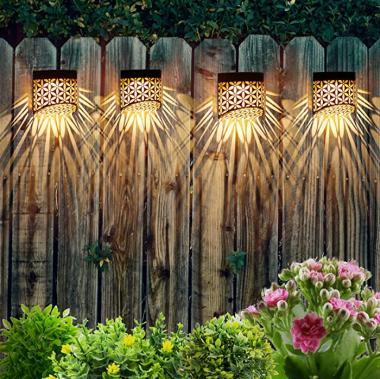 Solar Deck Lights-4 Pack IP65 Waterproof, LED Landscape Lighting Solar Outdoor Light Solar Garden Light, Patio, Backyard, Patio - Iron Black