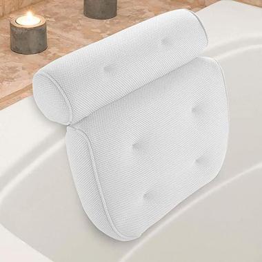 JaidWefj Comfort Bath Pillow,4D Mesh Bath Support Cushion,spa Pillow with Non-Slip Suction Cups,for Hot Tub, Spa and Jacuzzi Accessories