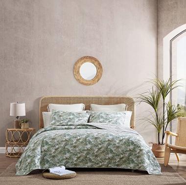 Tommy Bahama | Green Island Collection | Quilt Set - 100% Cotton, Lightweight & Breathable Bedding, Pre-Washed for Added Softness, Queen, Green