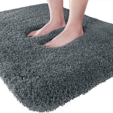 Yimobra White Bath Rugs Plush Bath Mat, Soft Comfortable, Extra Thick Fluffy Shower Rug, Super Water Absorbent, Machine Washable Non Slip Shaggy Mats for Tub (24 x 17 Inches, Dark Grey)