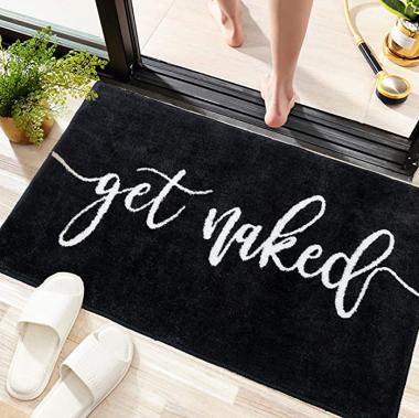 Get Naked Bath Mats Black Bathroom Rugs for Bathtub Funny Bathroom Decor Cute Plush Bathtub Mat Water Absorbent Non Slip Bath Mat