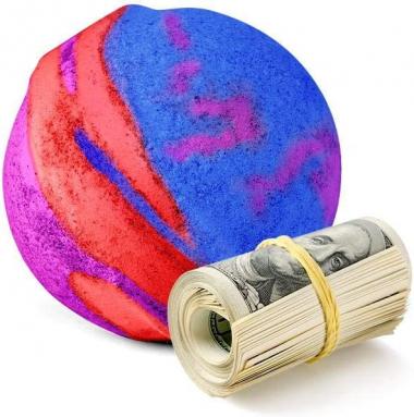 Cash Money Bath Bombs (Rainbow Magic) - Jumbo Size Rainbow Bath Bomb, 7.5oz - Money Soap Bathbombs - $2-$2500 Inside - Rare $2 Bill - Smell Good Bath Bombs with Money Inside - Mystery Surprise Gift