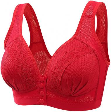 Women's Daily Bras, Convenient Front Button Bra High Support Everyday Bra Wireless Push Up Bra Front Closure Sports Bras