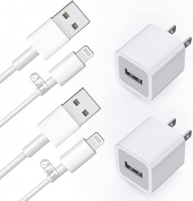 iPhone Charger【Apple MFi Certified】 6FT 2Pack Long Lighting Cable iPhone Charging Cable & USB Wall Charger Cords Adapter Travel Block Plug Apple Charger for iPhone XR/XS/SE/8/7/6/5/11/12/13/14/iPad