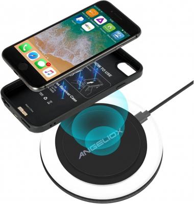 Wireless Charger Set for iPhone 7 Plus/6 Plus/6s Plus(Only for Plus Size), with Wireless Charging Pad and 5.5in Wireless Charging Case(No Battery),Fast Cordless Charger for iPhone Xs Max/XS/X/8 Plus