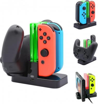 FastSnail Controller Charger Compatible with Nintendo Switch & OLED Model for Joycon, Charging Dock Station for Joy con and for Pro Controller with Charger Indicator and Type C Charging Cable