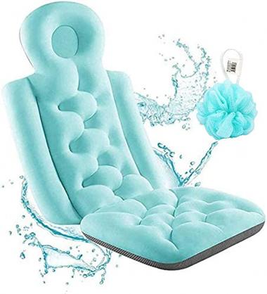 Bath Pillow For Neck Head Shoulder And Back Support Filling Ergonomic for Adults Spa Bathtub Pillow With Soft 3D Air Mesh Quick Dry Spa Pillow For Bathtub (Blue(Long))