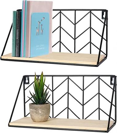 TIMEYARD Floating Shelves Wall Mounted Set of 2 Rustic Arrow Design Wood Storage for Bedroom, Living Room, Bathroom, Kitchen, Office, etc