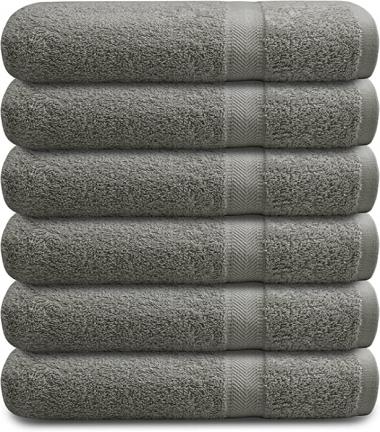 Coney Island Cotton Bath Towels 6 Pack Cotton Towels, Charcoal Grey, 22 x 44 Inches Towels for Pool, Spa, and Gym Lightweight and Highly Absorbent Swift Drying Towels