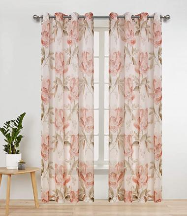 Popular Home 934298 The Darlene Panel with Elegant Floral Design INLUDING TOP Drapery with 6 Matte Silver Grommets 54" Width x 84" Lenght (137cm x 213cm) Blush, 54X84