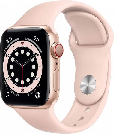 Apple Watch Series 6 (GPS + Cellular, 40mm) - Gold Aluminum Case with Pink Sand Sport Band (Renewed)