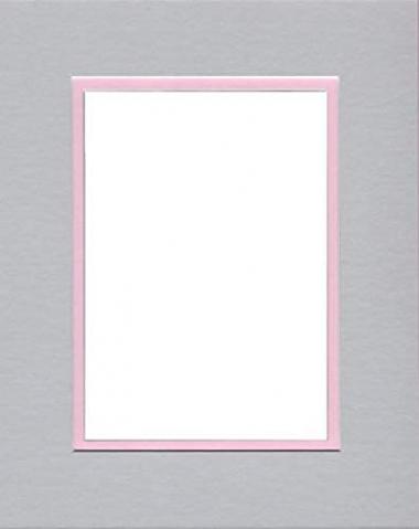 22x28 Double Acid Free White Core Picture Mats Cut for 18x24 Pictures in Nantucket Grey and Pink