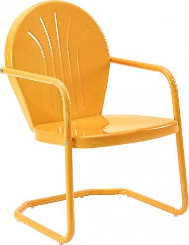 Crosley Furniture CO1001A-TG Griffith Retro Metal Outdoor Chair, Tangerine