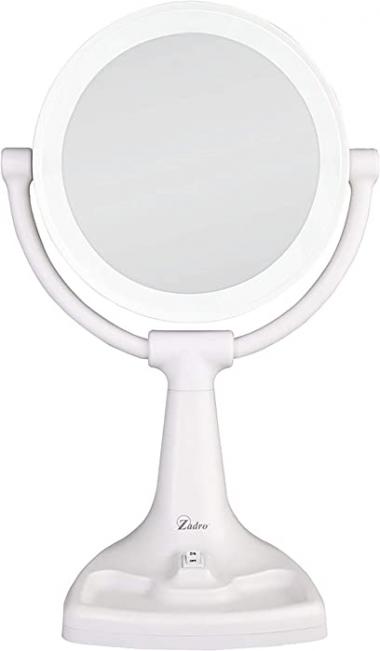 Zadro Max Bright Sunlight Dual Sided Vanity Mirror, White, 10X/1X Magnification