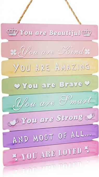 Room Decor Aesthetic for Teen Girls Rainbow Inspirational Wall Art for Kids Bedroom Decorations Cute Kawaii Room decor Pink Baby Little Princess Girl Toddler Room Sign Nursery Dorm Decor