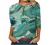 Summer 3/4 Sleeve Shirt Landscape Painting Pattern Top for Womens Three Quarter Sleeve Pullover Round Neck Tee