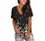 Women's Floral V Neck Short Sleeve T Shirt Trendy Printed Summer Tops Casual Loose Fit Tee Shirts Dressy Tunic Blouses