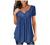 Women's V-Neck Henley T Shirt Flowy Pleated Tunic Blouse Summer Tops Floral Solid Button Down Short Sleeve Tee Shirts