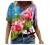 SNKSDGM Women's Summer Short Sleeve V Neck T Shirts Casual Floral Print Blouses Tee Shirt Loose Fit Tunic Tops for Women