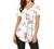 Women's Floral Printed Short Sleeve Henley V Neck T-Shirt Pleated Casual Flowy Tunic Blouse Tops