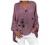 Women Plus Size Linen Shirts Roll Sleeve Notch V-Neck T Shirts Plain Floral Print Loose High-Low Hem Tunic Tops Blouse