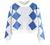 ZAFUL Women's Long Sleeve V-Neck Argyle Knitted Crop Sweater Pullover Tops