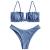 ZAFUL Womens 2 Pieces Bandeau Bikini Set Ruffle Lace up Padded Swimsuits