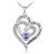 Distance Heart Necklace for Women 925 Sterling Sliver Birthstone Heart Jewelry I Love You to The Moon and Back Necklaces for Mother Girlfriend Wife with Jewelry Gift Box