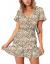 Relipop Summer Women Short Sleeve Print Dress V Neck Casual Short Dresses