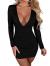 LAGSHIAN Women's Sexy Bodycon Long Sleeve V Neck Ruched Mini Club Dress