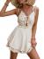 Simplee Women's Summer Beach Ruffle V Neck Sleeveless Backless Jumpsuit Romper