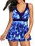 Century Star Women’s Elegant V Neck Athletic One Piece Bathing Suit Tummy Control Flower Print Skirt Swimwear