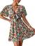 Floerns Women's Ditsy Floral Plunge Neck Knot Front A Line Short Dress