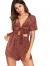 SweatyRocks Women's Sexy V Neck Self Tie Front Short Romper Jumpsuit Playsuit