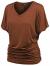 Made By Johnny MBJ Women's Solid Short Sleeve Boat Neck V Neck Dolman Top with Side Shirring