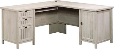 Sauder Costa L-Shaped Desk, Chalked Chestnut finish