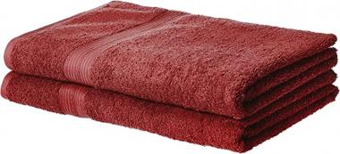 Amazon Basics Fade-Resistant Cotton Bath Sheet - 2-Pack, Crimson