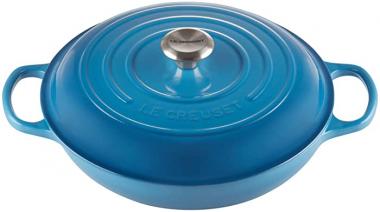 Le Creuset Enamled Braiser Signature Cast Iron Shallow Casserole, 30cm, 3.5 Qt, Marseille