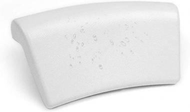 FJZFXKZL Bath Pillow, Anti Slip Head Rest Ergonomic Soft Home Comfortable Bathtub Spa Bath Cushion Bath Cushion Neck Support Suction Cup PU Leather Bath Decor (Farbe : White)