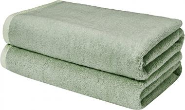 Amazon Basics Quick-Dry Bath Sheet - 100% Cotton, 2-Pack, Seafoam Green